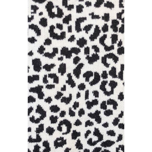 Cynthia Rowley Sweater Large Black Taupe Leopard Print Crew Neck 3/4 Sleeve Soft - Picture 7 of 10